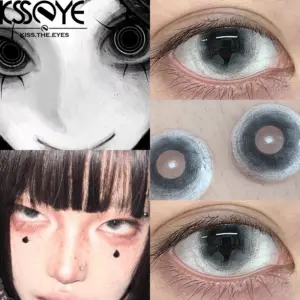 KSSEYE New Style Halloween Colored Contact Lenses with Degree Cosplay Grey Contact Lenses Beauty Makeup Products Enlarge Eyes 1