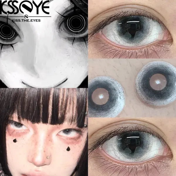 KSSEYE New Style Halloween Colored Contact Lenses with Degree Cosplay Grey Contact Lenses Beauty Makeup Products Enlarge Eyes 1