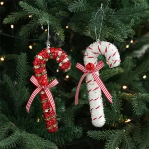 Christmas Red Candy Crutch Lollipop Xmas Tree Hanging Pendant Ornament for New Year Gift Christmas Home Decoration 3