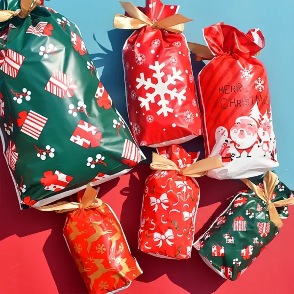 Santa Snowflake Drawstring Gift Bags for Treats & Holiday Favors 1 Santa Snowflake Drawstring Gift Bags for Treats & Holiday Favors 1