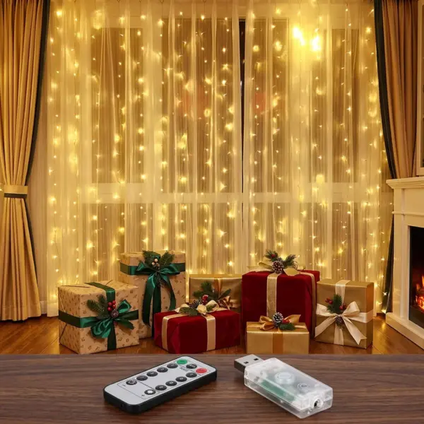 3D LED Curtain Fairy Lights USB String Lights with Remote for Christmas gifts