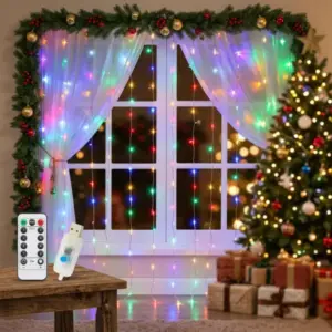 3D LED Curtain Fairy Lights USB String Lights with Remote for Christmas multicolor