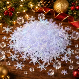 3Cm 200pc Artificial Snowflake Table Scatter for Christmas, Frozen Parties & Weddings