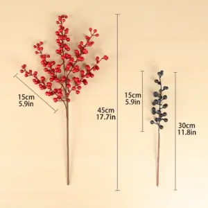 Christmas Red Berry PE Artificial Flower 5 Branches Fake Berries Christmas Wreath Handmade Accessories Home New Year Decorations 6