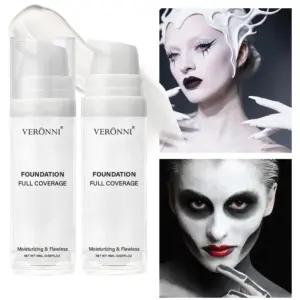Halloween Liquid Goth White Makeup Color Matching Foundation Concealer Cosplay White Clown White Face Body Paint Discolor 3