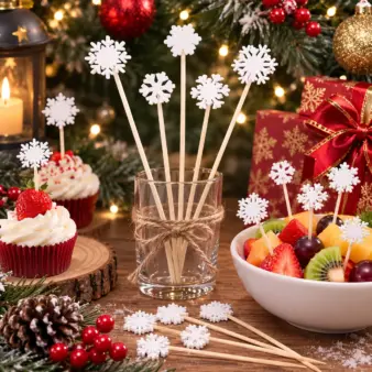 50Pcsset Christmas Disposable Bamboo Fruit Sticks