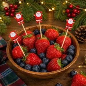 50Pcsset Christmas Disposable Bamboo Fruit Sticks