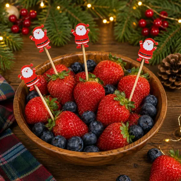 50Pcsset Christmas Disposable Bamboo Fruit Sticks