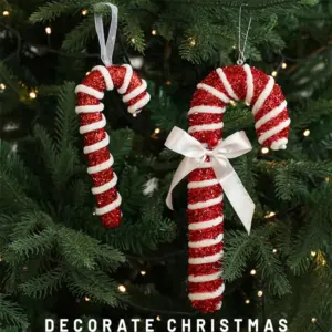 Christmas Red Candy Crutch Lollipop Xmas Tree Hanging Pendant Ornament for New Year Gift Christmas Home Decoration 5