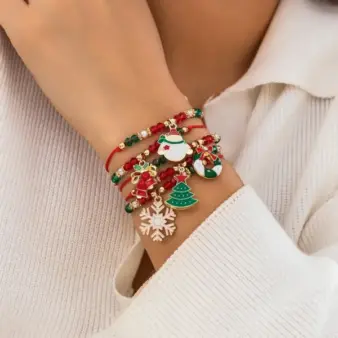 5PCS Christmas Charm Bracelet Set