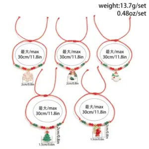5PCS Christmas Charm Bracelet Set size