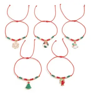 5PCS Christmas Charm Bracelet Set stone
