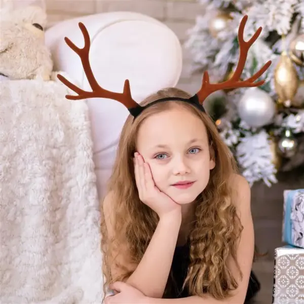 Christmas Antler Flocked Deer Branch Headband Antler Headband Xmas Antler Headband Xmas Headwear Christmas Party Decoration 2