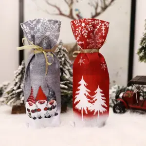 Christmas Wine Bottle Cover – Festive Snowflake & Snowman Bottle Decoration for Holiday Table Décor 3