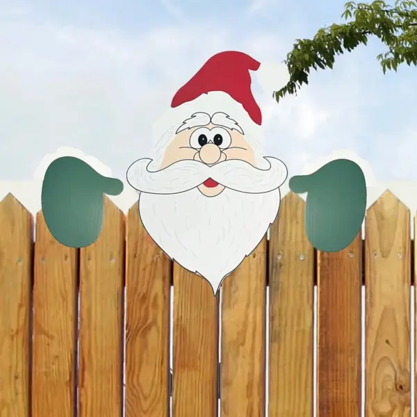 1pc Christmas Fence Ornaments Santa Clause Peeker Yard Ornaments Indoor Outdoor Ground Placard DIY Festival Gift 5