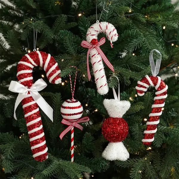 Christmas Red Candy Crutch Lollipop Xmas Tree Hanging Pendant Ornament for New Year Gift Christmas Home Decoration 2