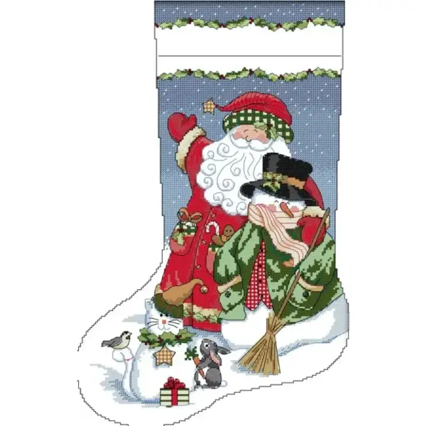 Christmas Stocking Cross Stitch Kit – DIY Counted Embroidery Set with Cotton Canvas