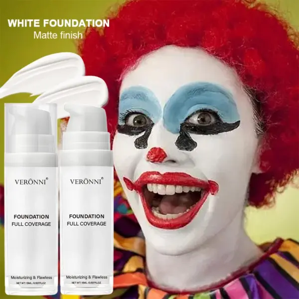Halloween Liquid Goth White Makeup Color Matching Foundation Concealer Cosplay White Clown White Face Body Paint Discolor 5
