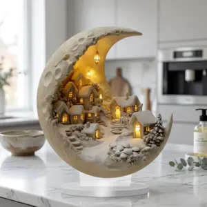 Acrylic Crescent Christmas Moonhouse Village Ornament kitchen