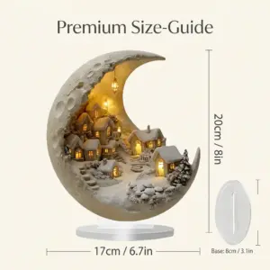 Acrylic Crescent Christmas Moonhouse Village Ornament size-guide