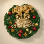 Artificial Door Wreath with Bells, Bows & Ornaments for Christmas Decoration
