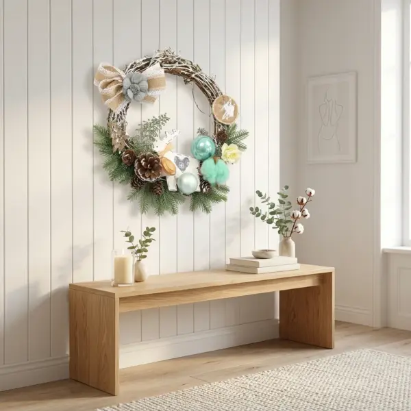 Artificial Door Wreath with Bells, Bows & Ornaments for Christmas Decoration interior lifestyle