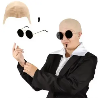 Bald Cap & Sunglasses Costume Set