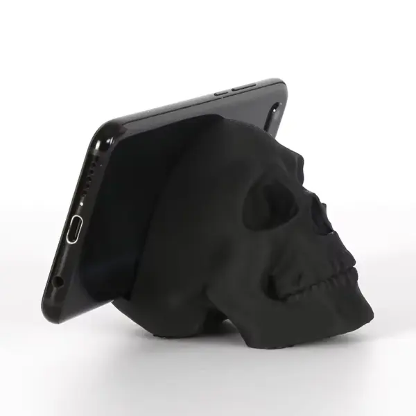 Black Skull Desktop Décor with Phone Stand feature