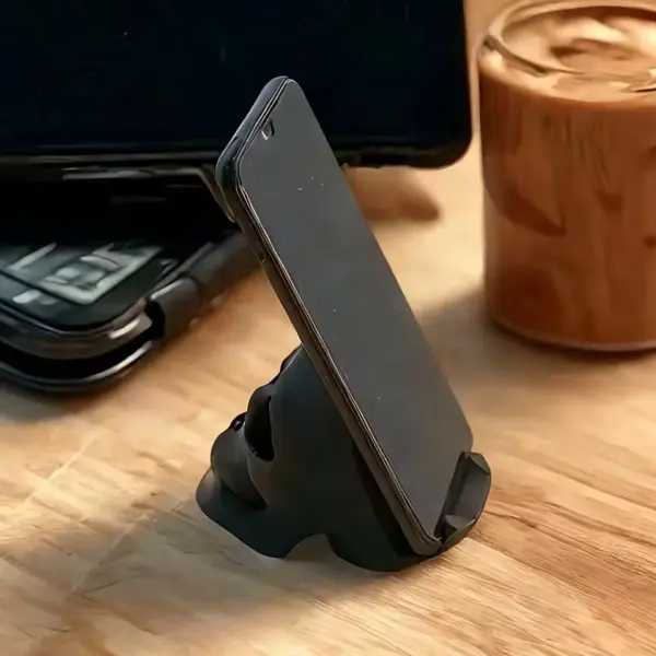 Black Skull Desktop Décor with Phone Stand with mobile