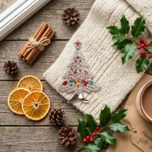 Brooch Rustic Flatlay