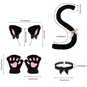Cat Cosplay Accessory Set a black 4 pcs