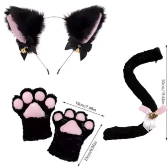 Cat Cosplay Accessory Set black 3pcs