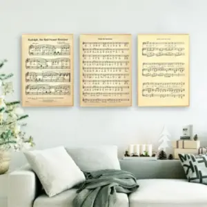 Christmas Carols Sheet Music Wall Art multiple art on wall