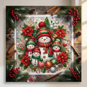 Christmas Snowman Diamond Painting Set – DIY Full Diamond Adult Craft & Home Decor