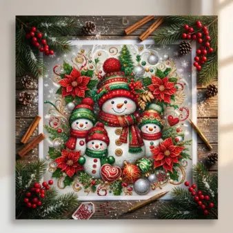 Christmas Snowman Diamond Painting Set – DIY Full Diamond Adult Craft & Home Decor