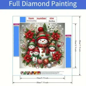 Christmas Snowman Diamond Painting Set – DIY Full Diamond Adult Craft & Home Decor size