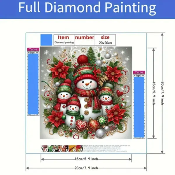 Christmas Snowman Diamond Painting Set – DIY Full Diamond Adult Craft & Home Decor size