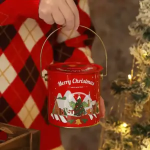 Christmas Tin Gift Box Festive Metal Candy & Cookie Storage P