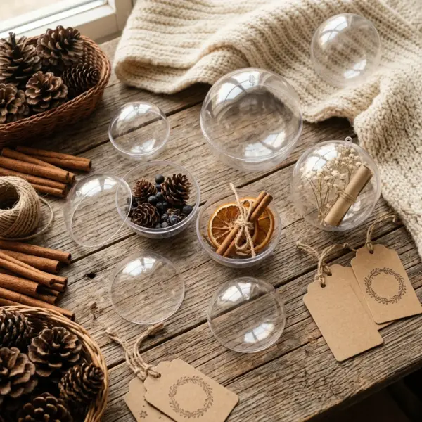 Christmas Transparent Balls Hollow on table