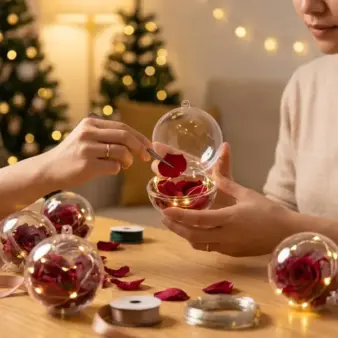 Christmas Transparent Balls Hollow with rose