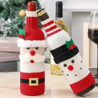 Christmas Wine Bottle Cover both