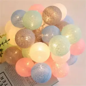 Cotton Ball String Lights – Warm White Fairy Garland for Bedrooms, Parties & Weddings G Macaron