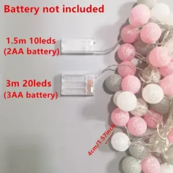 Cotton Ball String Lights – Warm White Fairy Garland for Bedrooms, Parties & Weddings size