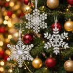 Crystal Snowflake Christmas Ornament on tree