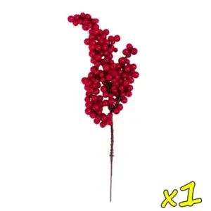 Decorate for the holidays with 50 branches of artificial red holly berries. Realistic foam stems perfect for Christmas trees, parties, and home decor 1x