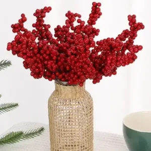Decorate for the holidays with 50 branches of artificial red holly berries. Realistic foam stems perfect for Christmas trees, parties, and home decor foam