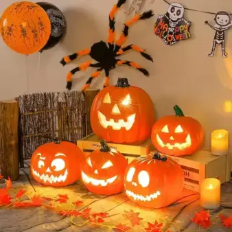 Decorative Glowing LED Pumpkin Lantern gallary