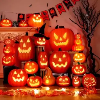 Decorative Glowing LED Pumpkin Lantern multicolour