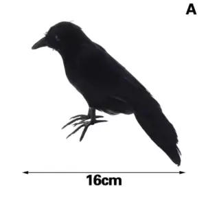 Fake Raven Crow Decoration – Realistic Feathered Black Bird Prop for Halloween Displays colour A