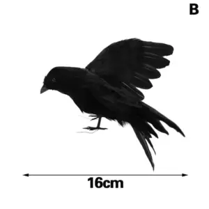 Fake Raven Crow Decoration – Realistic Feathered Black Bird Prop for Halloween Displays colour B